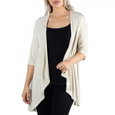 24seven Comfort Apparel 24/7 Comfort Apparel 3/4 Length Sleeve Open Cardigan In White
