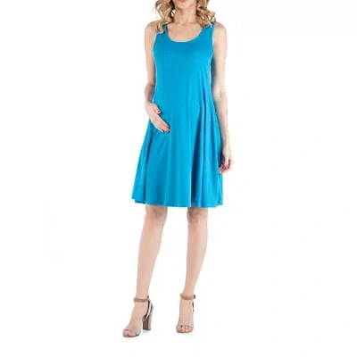 24seven Comfort Apparel 24/7 Comfort Apparel A Line Slim Fit And Flare Dress In Blue