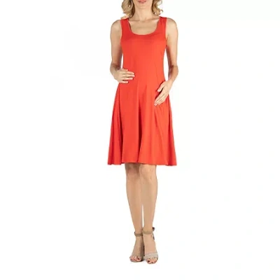 24seven Comfort Apparel 24/7 Comfort Apparel A Line Slim Fit And Flare Dress In Red