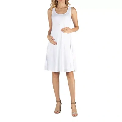 24seven Comfort Apparel 24/7 Comfort Apparel A Line Slim Fit And Flare Dress In White