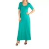 24seven Comfort Apparel Plus Size Elbow Length Sleeve Maxi Dress In Green