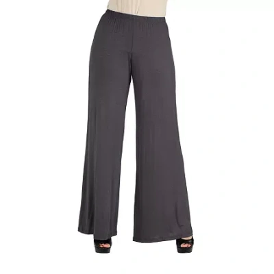 24seven Comfort Apparel 24/7 Comfort Apparel Comfortable Solid Palazzo Pants In Black