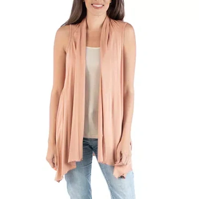24seven Comfort Apparel 24/7 Comfort Apparel Draped Open Front Sleeveless Cardigan In White