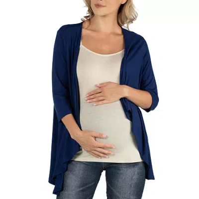 24seven Comfort Apparel 24/7 Comfort Apparel Elbow Length Sleeve Open Cardigan In Black