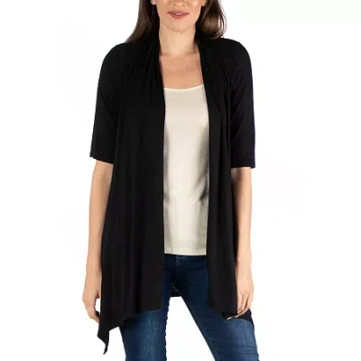 24seven Comfort Apparel 24/7 Comfort Apparel Loose Fit Open Front Cardigan In Black