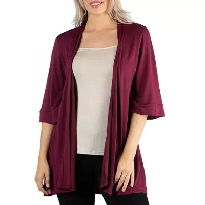 24seven Comfort Apparel 24/7 Comfort Apparel Open Front 3/4 Length Sleeve Cardigan In White