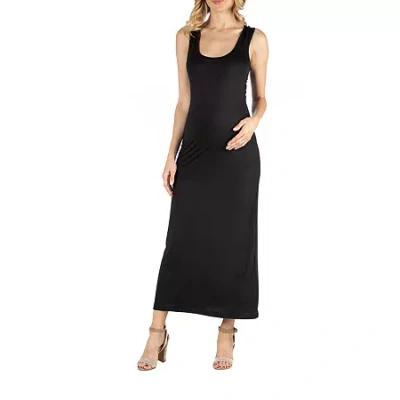 24seven Comfort Apparel 24/7 Comfort Apparel Racerback Scoop Neck Maxi Dress In Black