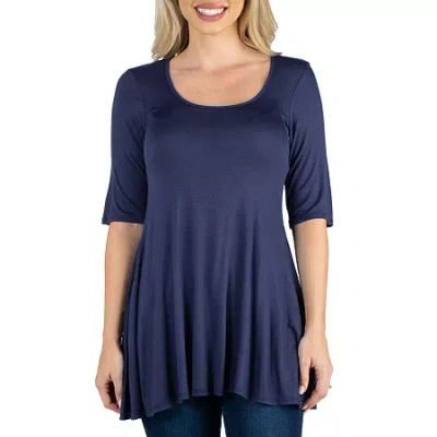 24seven Comfort Apparel 24/7 Comfort Apparel Short Sleeve Swing Tunic Top In Black