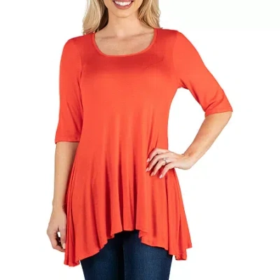 24seven Comfort Apparel 24/7 Comfort Apparel Short Sleeve Swing Tunic Top In Orange