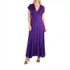 24seven Comfort Apparel 24/7 Comfort Apparel Short Sleeve V Neck Maxi Dress In Purple