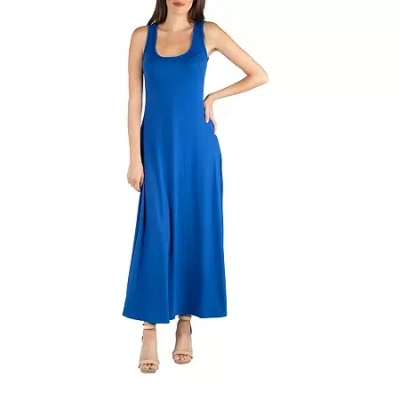 24seven Comfort Apparel 24/7 Comfort Apparel Slim Fit A Line Sleeveless Maxi Dress In Blue
