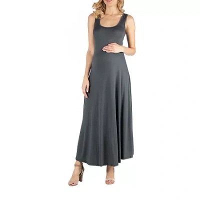 24seven Comfort Apparel 24/7 Comfort Apparel Slim Fit A Line Sleeveless Maxi Dress In Gray