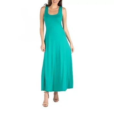 24seven Comfort Apparel 24/7 Comfort Apparel Slim Fit A Line Sleeveless Maxi Dress In Green
