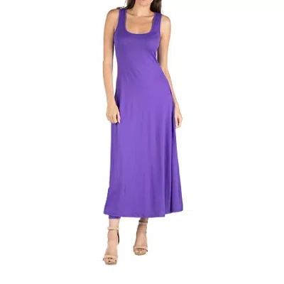 24seven Comfort Apparel 24/7 Comfort Apparel Slim Fit A Line Sleeveless Maxi Dress In Purple