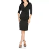 24seven Comfort Apparel 24/7 Comfort Apparel Womens Draped In Style V Neck Dress In Black
