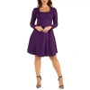 24seven Comfort Apparel 24/7 Comfort Apparel Womens Knee Length Skater Dress In Purple