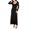 24seven Comfort Apparel 24/7 Comfort Apparel Womens Long Sleeve Maxi Dress In Black