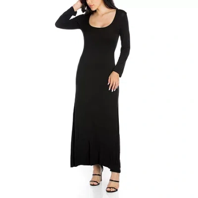 24seven Comfort Apparel 24/7 Comfort Apparel Womens Long Sleeve Maxi Dress In Black