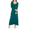 24seven Comfort Apparel 24/7 Comfort Apparel Womens Long Sleeve Maxi Dress In Green