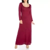 24seven Comfort Apparel Womens Plus Long Sleeve Maxi Dress In Red