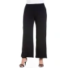 24seven Comfort Apparel Plus Size Elastic Waist Flared Leg Palazzo Pants In Black