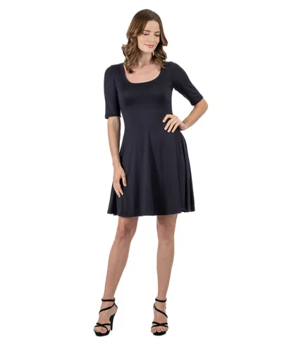 24SEVEN COMFORT APPAREL 24SEVEN COMFORT PETITE APPAREL A LINE KNEE LENGTH DRESS ELBOW LENGTH SLEEVES