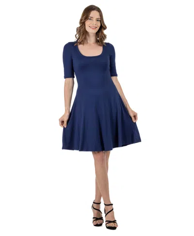 24SEVEN COMFORT APPAREL 24SEVEN COMFORT PETITE APPAREL A LINE KNEE LENGTH DRESS ELBOW LENGTH SLEEVES