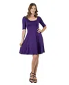 24seven Comfort Apparel 24seven Comfort Petite Apparel A Line Knee Length Dress Elbow Length Sleeves