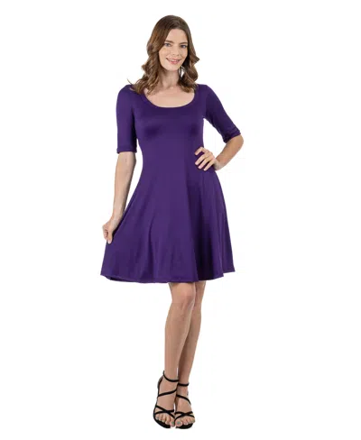 24SEVEN COMFORT APPAREL 24SEVEN COMFORT PETITE APPAREL A LINE KNEE LENGTH DRESS ELBOW LENGTH SLEEVES