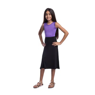 24seven Comfort Apparel 24sevenkid Girls Casual Solid Color Elastic Waist A Line Skirt In Black