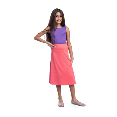 24seven Comfort Apparel 24sevenkid Girls Casual Solid Color Elastic Waist A Line Skirt In Red