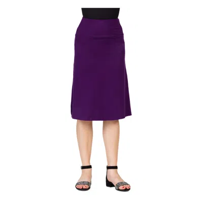 24seven Comfort Apparel 24sevenkid Girls Casual Solid Color Elastic Waist A Line Skirt In Purple