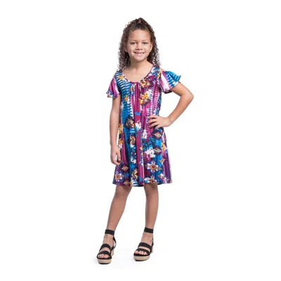 24seven Comfort Apparel 24sevenkid Girls Cold Shoulder Knee Length Dress In Multi