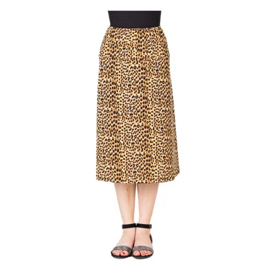 24seven Comfort Apparel 24sevenkid Girls Comfortable Elastic Waistline Knee Length Skirt In Animal Print