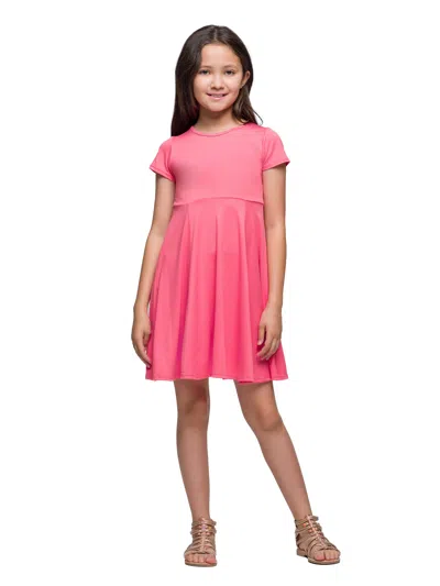 24seven Comfort Apparel 24sevenkid Girls Flowy Short Sleeve Girls Dress In Pink