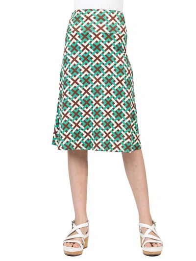 24seven Comfort Apparel 24sevenkid Girls Green Geo Print Girls Knee Length Skirt