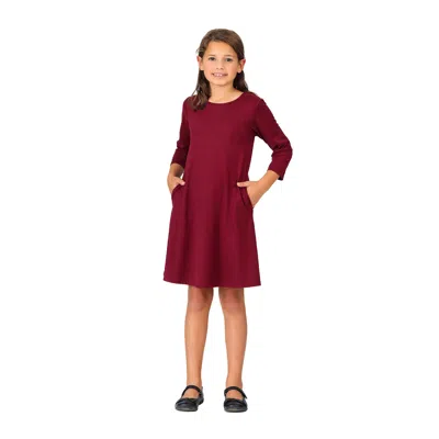 24seven Comfort Apparel 24sevenkid Girls Long Sleeve Loose Fit Knee Length Tunic Pocket Dress In Brown