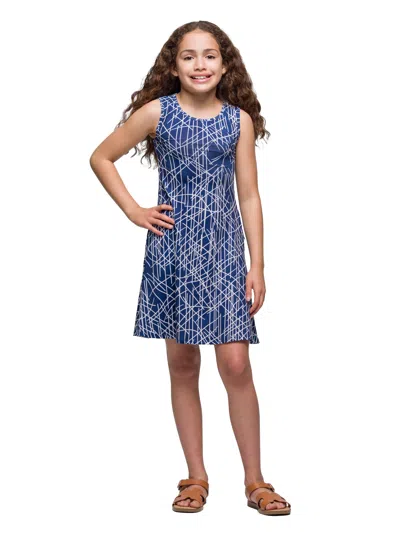24seven Comfort Apparel 24sevenkid Girls Navy Sleeveless Pockets Dress In Blue