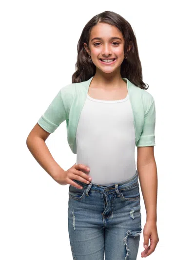 24seven Comfort Apparel 24sevenkid Girls Open Front Bolero Shrug In Green
