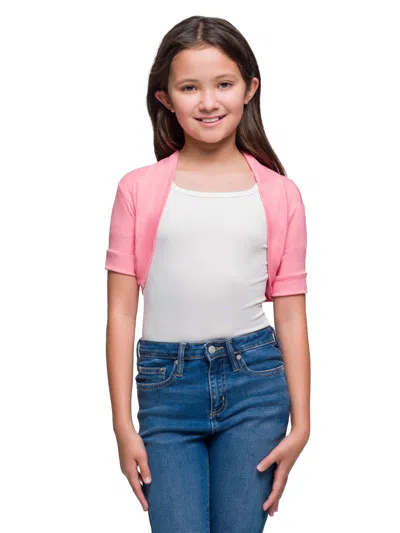 24seven Comfort Apparel 24sevenkid Girls Open Front Bolero Shrug In Pink