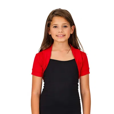 24seven Comfort Apparel 24sevenkid Girls Open Front Bolero Shrug In Red
