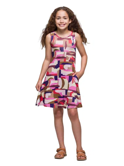 24seven Comfort Apparel 24sevenkid Girls Patchwork Print Sleeveless Pockets Dress In Multi
