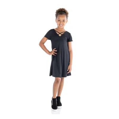 24seven Comfort Apparel 24sevenkid Girls Short Sleeve Girls T Shirt Dress In Gray