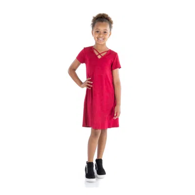 24seven Comfort Apparel 24sevenkid Girls Short Sleeve Girls T Shirt Dress In Red