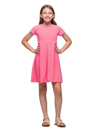 24seven Comfort Apparel 24sevenkid Girls Short Sleeve Pleated Party Dress In Pink
