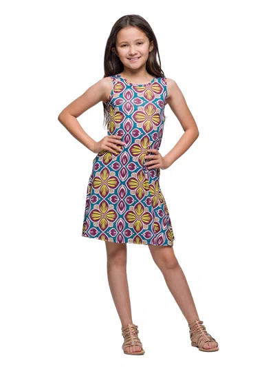 24seven Comfort Apparel 24sevenkid Girls Sleeveless Knee Length A Line Floral Print Pocket Dress In Multi