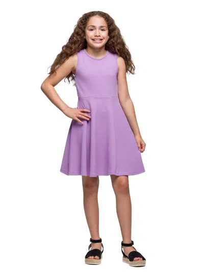 24seven Comfort Apparel 24sevenkid Girls Sleeveless Knee Length Fit And Flare Dress In Purple