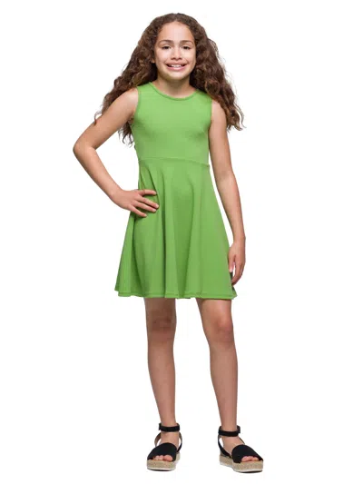 24seven Comfort Apparel 24sevenkid Girls Sleeveless Knee Length Fit And Flare Dress In Green