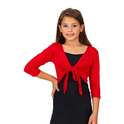 24seven Comfort Apparel 24sevenkid Girls Tie Front Cropped Cardigan Shrug In Red