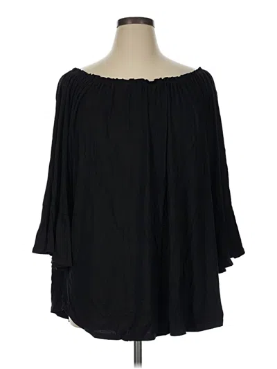 Pre-owned 24seven Comfort Apparel 3/4 Sleeve Blouse In Black